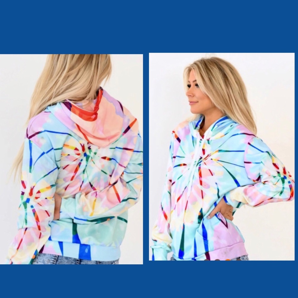 💕HPx5💕 1 LEFT•Multi-Colored Swirl Tie-Dye Hoodie - Picture 2 of 8